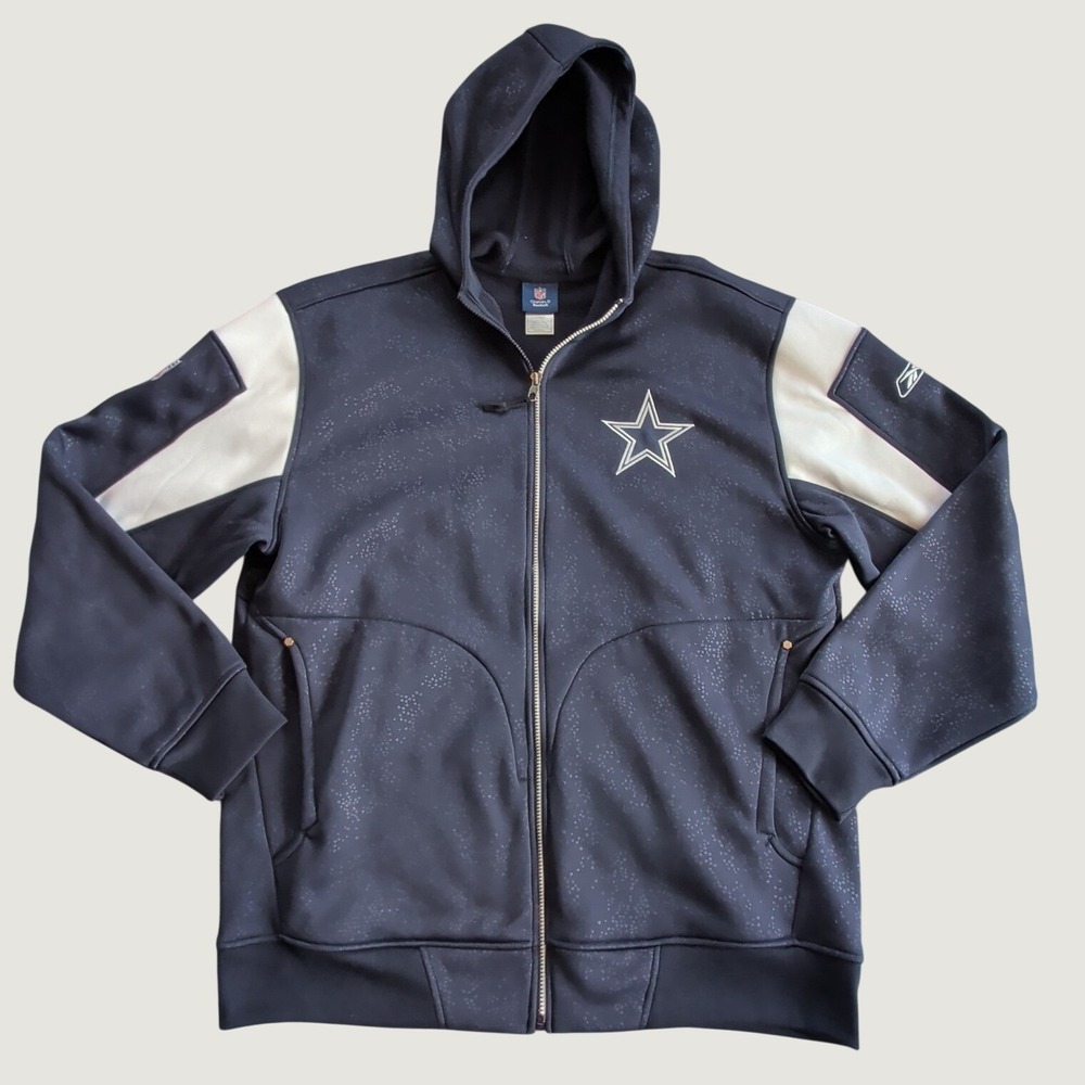 Reebok On Field Dallas Cowboys Mens XL Hoodie Full Zip NFL Football Blue VTG EUC